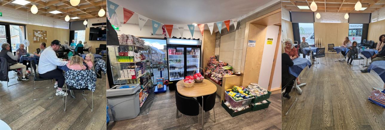 Photos of our community cafe and community fridge