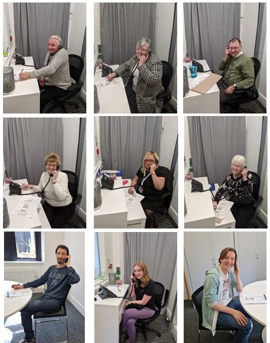 Photos of our call line volunteers in action